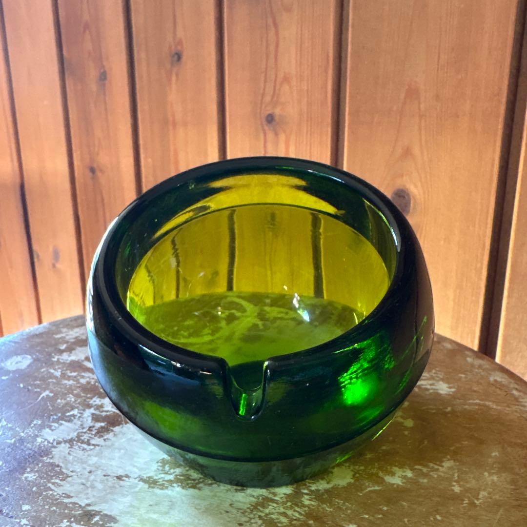 70sビンテージ】VIKING グリーンガラス灰皿 ミッドセンチュリー