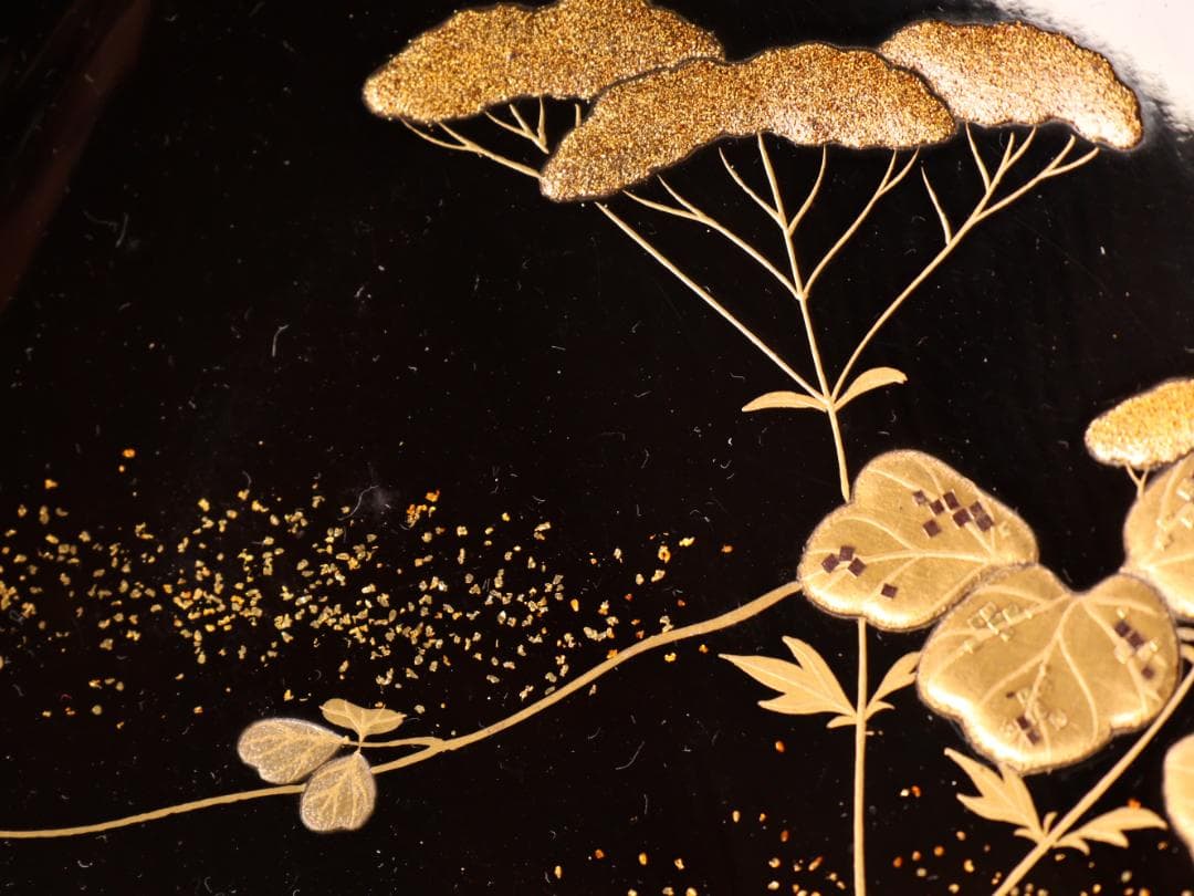 BK427 時代輪島塗 秋乃図金蒔絵 吸物椀 五客 木製 茶 懐石 菓子 螺鈿