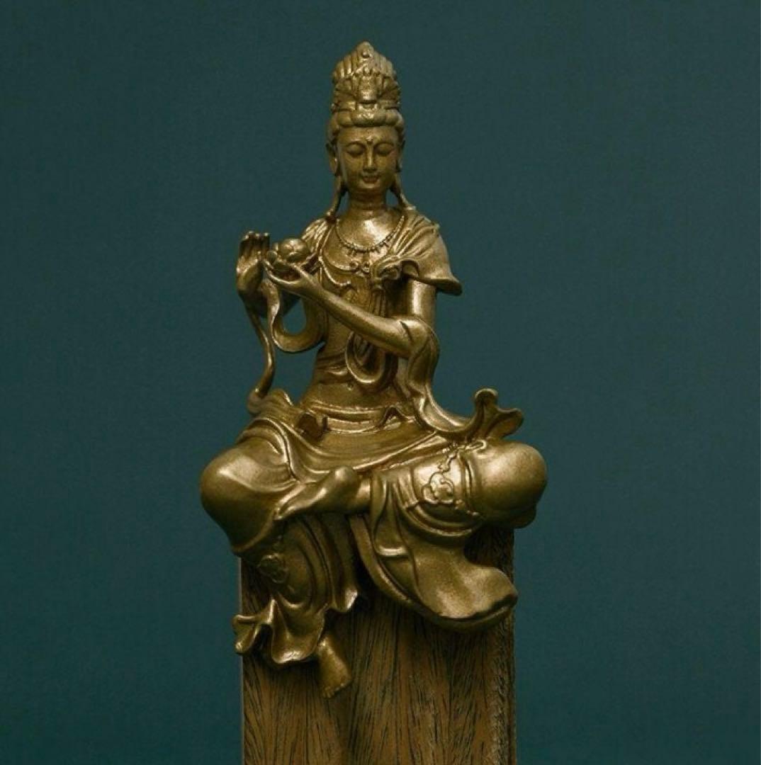 仏教美術 仏像 持蓮自在観音仏像神像 観世音菩薩像 銅製 工芸品