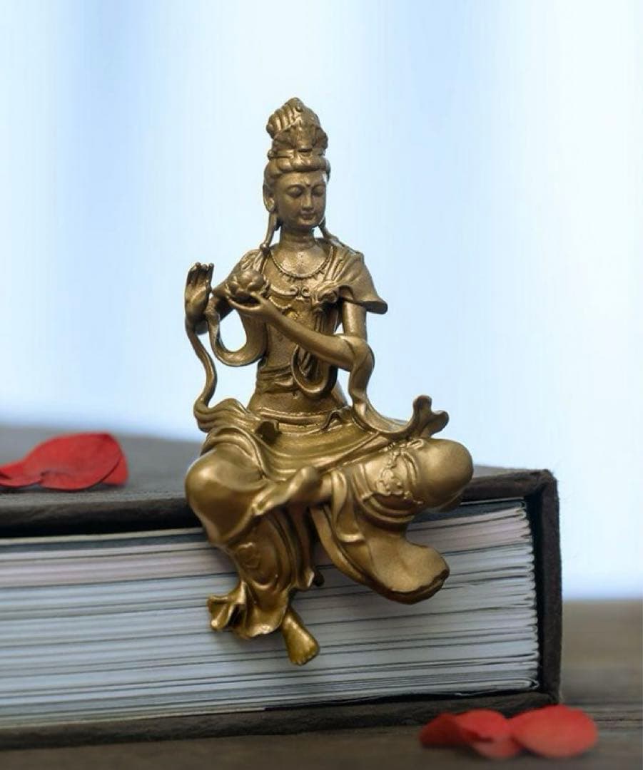 仏教美術 仏像 持蓮自在観音仏像神像 観世音菩薩像 銅製 工芸品