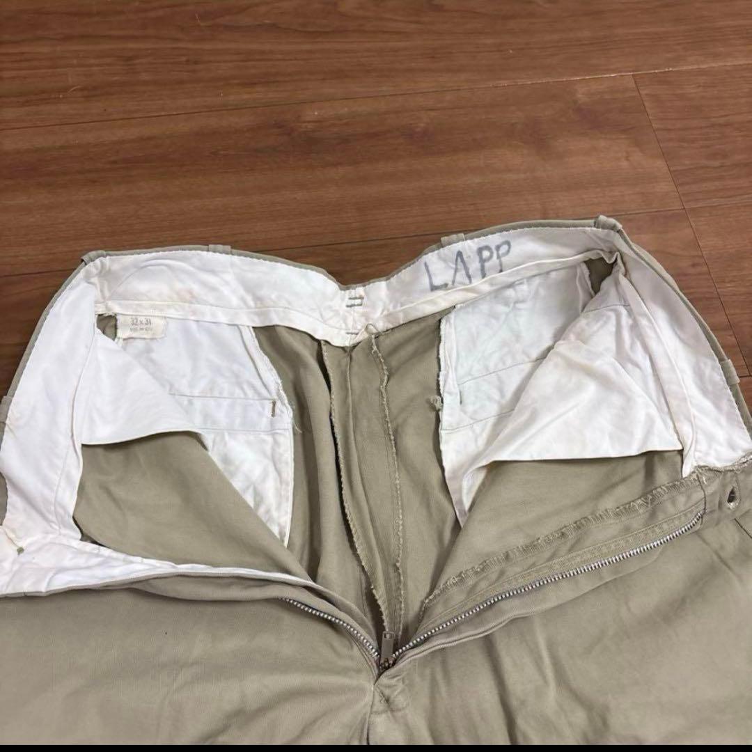 60s アルミジッパー 米軍 実物 軍チノ COTTON サイズ32×31