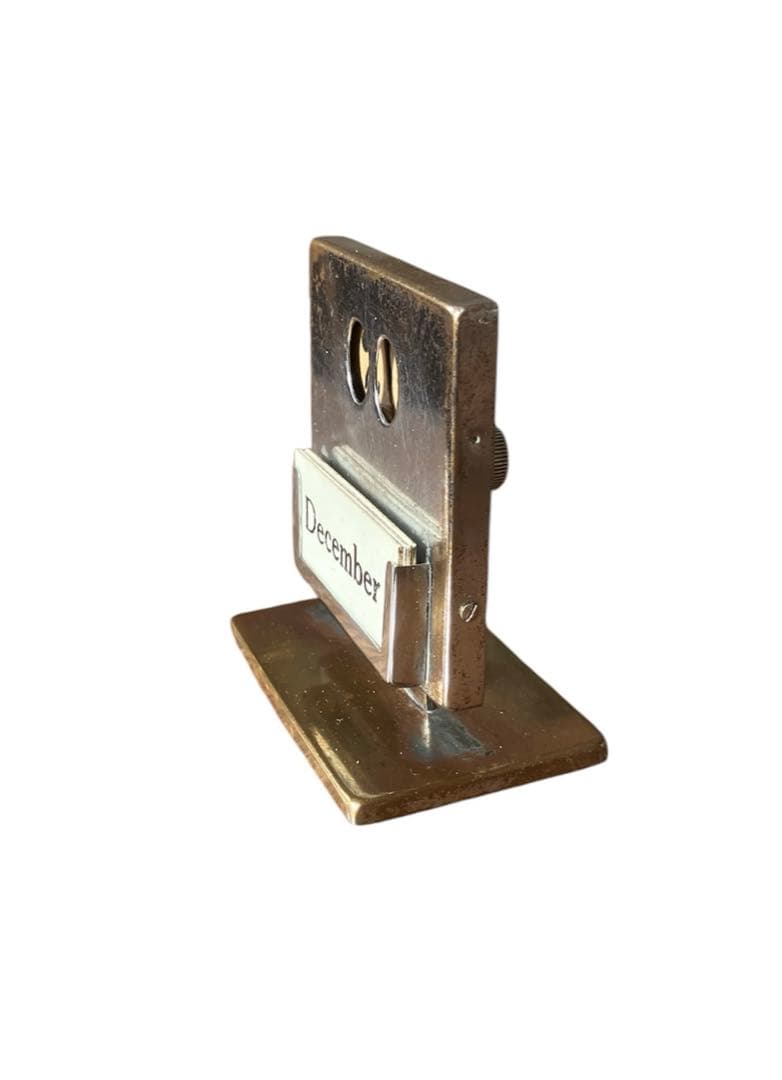 超希少】アールデコ クロムメッキ卓上永久カレンダー プッシュトップ式