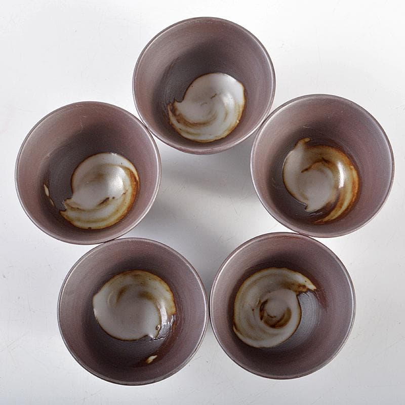 煎茶道具萬古焼春峰造花文玉露揃小さな茶器揃共箱MR5313