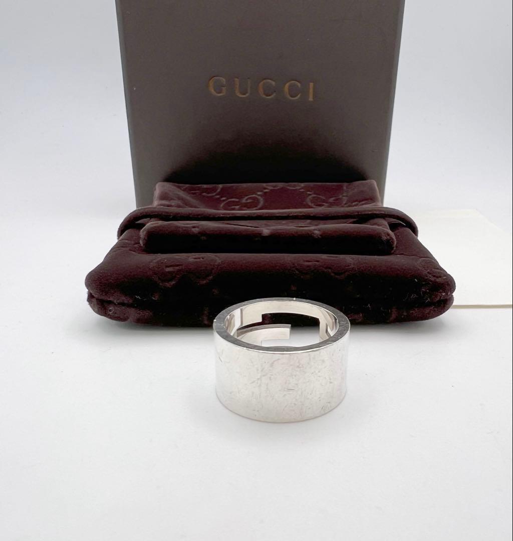 GUCCI グッチ Gロゴ ワイドリング指輪 シルバー 925 18号 箱付き