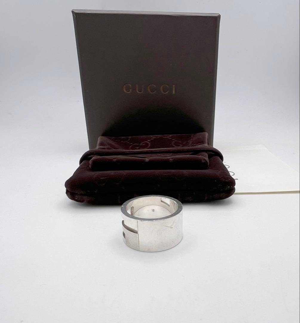GUCCI グッチ Gロゴ ワイドリング指輪 シルバー 925 18号 箱付き