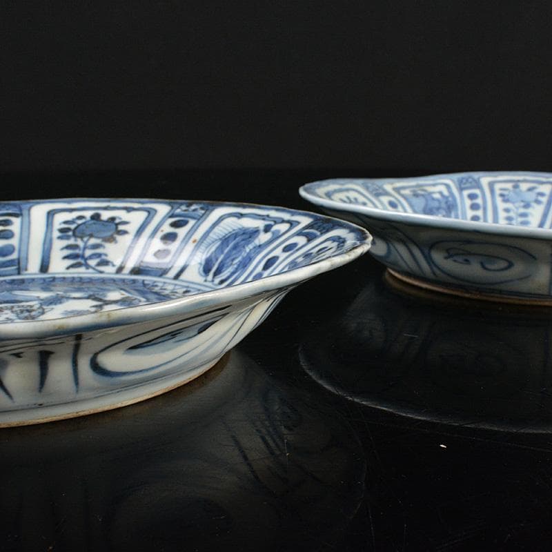 中国 青花 魚藻文 神獣文 鉢 皿 一對 M R6200