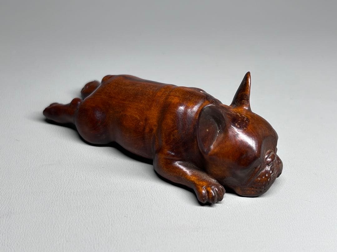 木製 黄楊木 本物拓植 イヌ 犬 細密彫刻 置物 - メルカリ