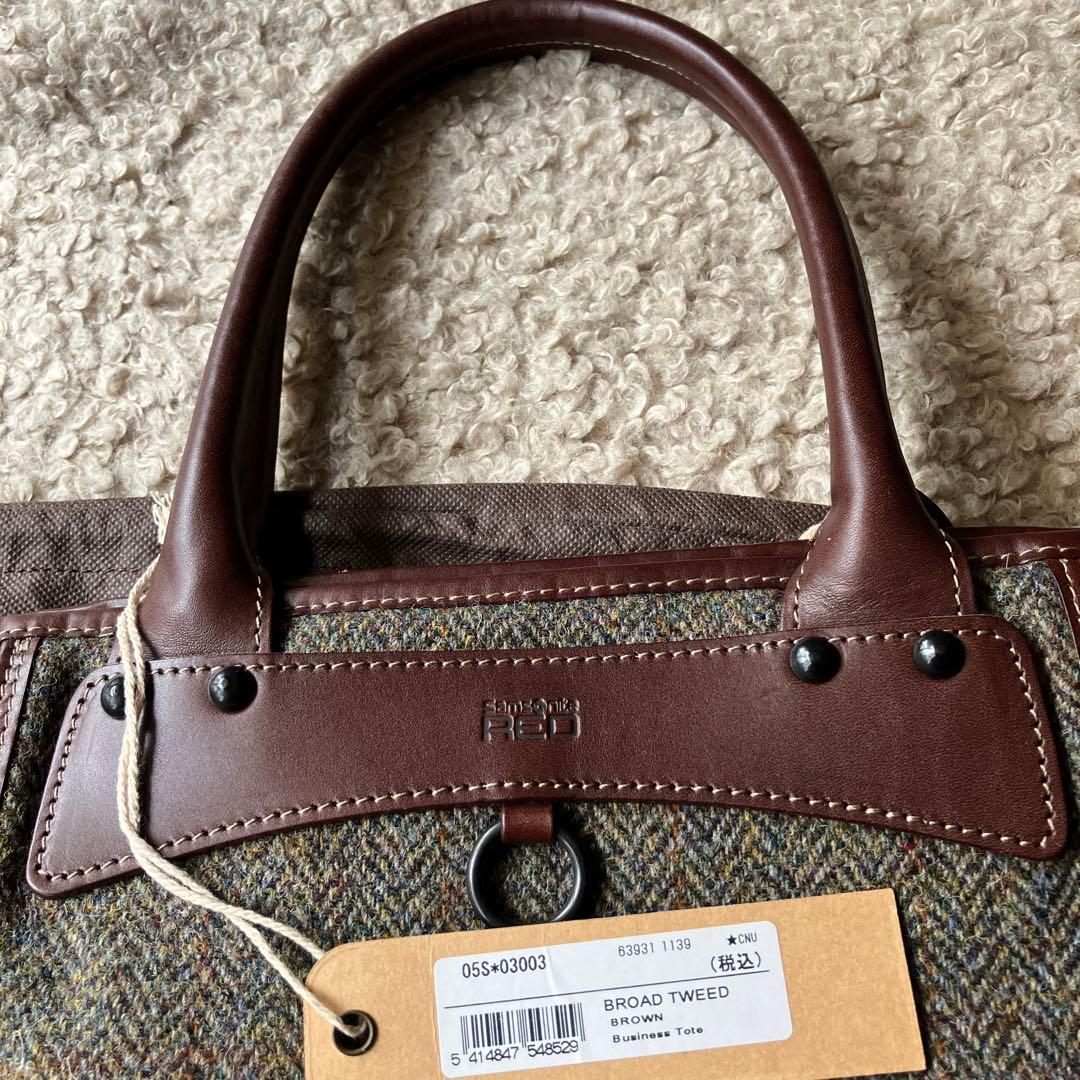 ツイードトートバッグ サムソナイト レッド Harris&Tweed