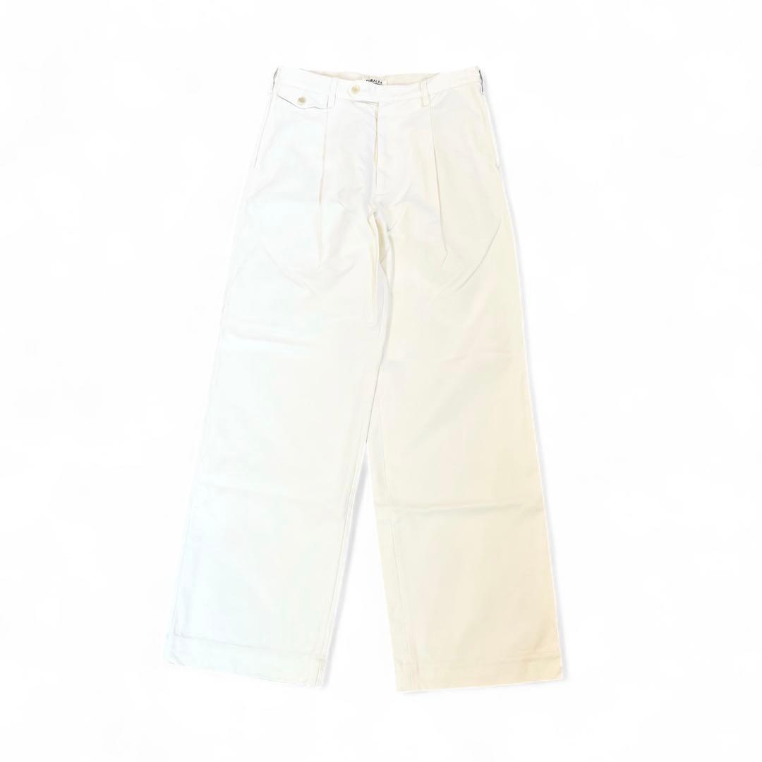 AURALEE WASHED FINX CHINO ONE-TUCK PANTS