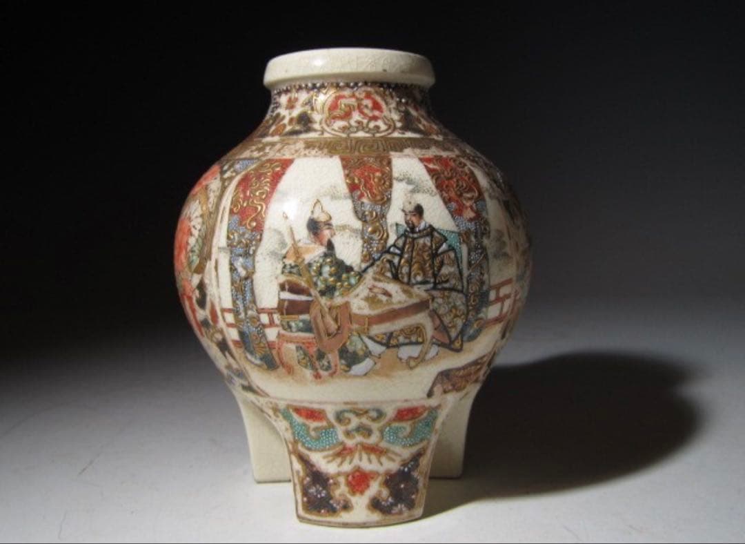 江戸期 京薩摩 帯山造 金襴手花入！7712 - メルカリ