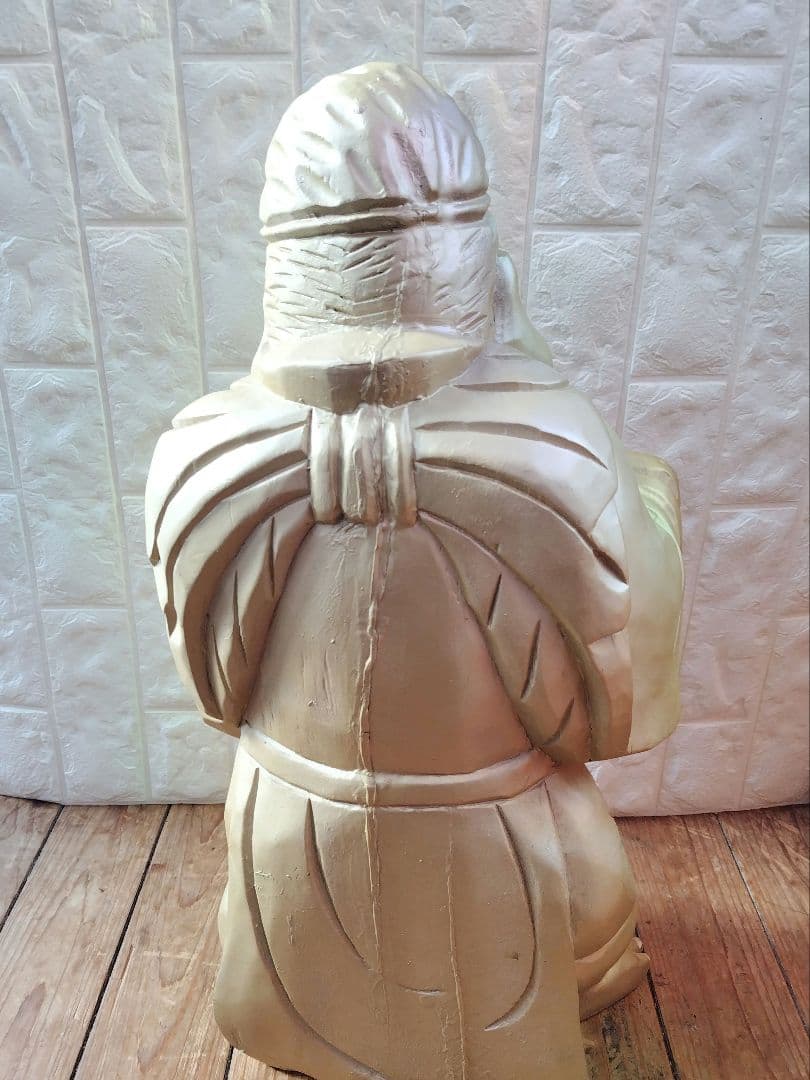 恵比寿 様 木彫り Japanese Wooden Ebisu 彫刻 縁起物 - 工芸品