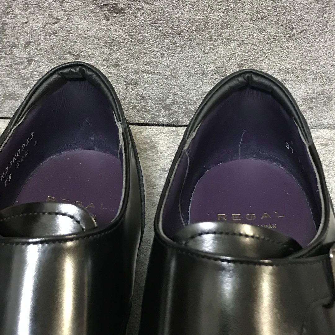 【美品】REGAL 24.5cm ダブルモンクストラップ スクラッチタフレザー