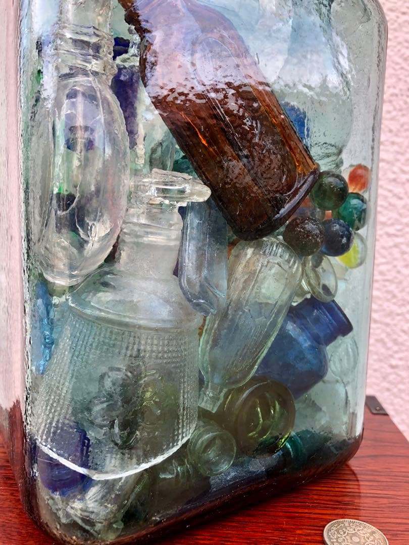 24 レトロ瓶 サンキャッチャー 海苔瓶 いろいろ キラキラ ガラス