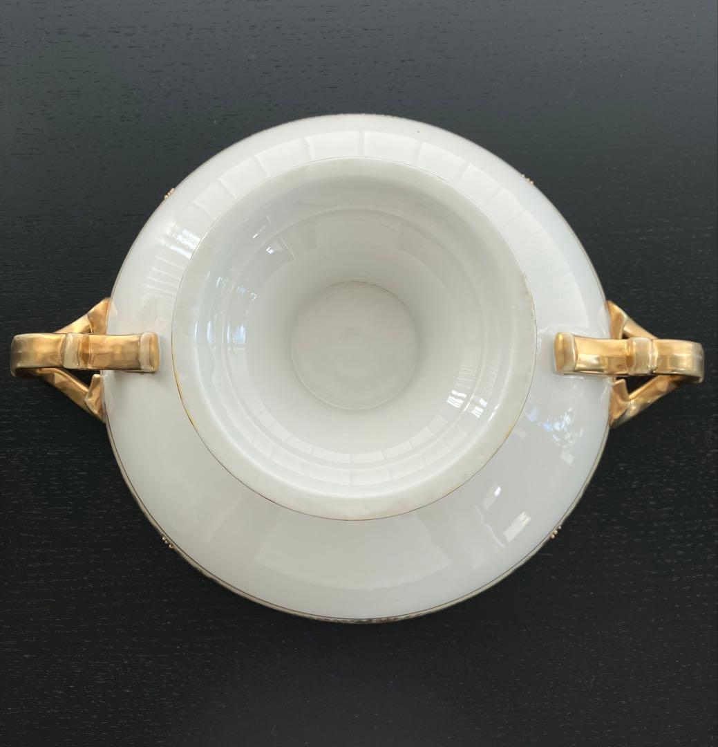 オールドノリタケ 金盛上 河畔風景紋図両耳飾り大鉢