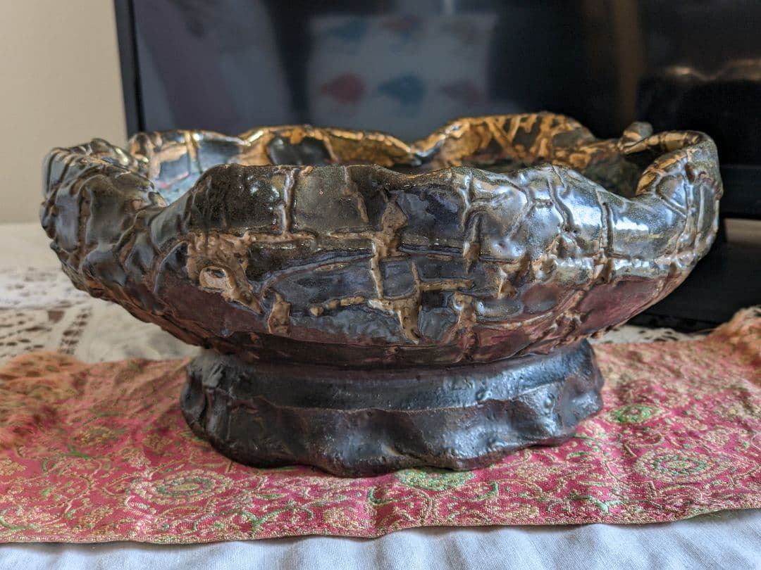 ⭐薩摩焼の絶品 美術工芸品 蛇蝎釉 どんこ釉 茶道具 菓子鉢 珍物 骨董品