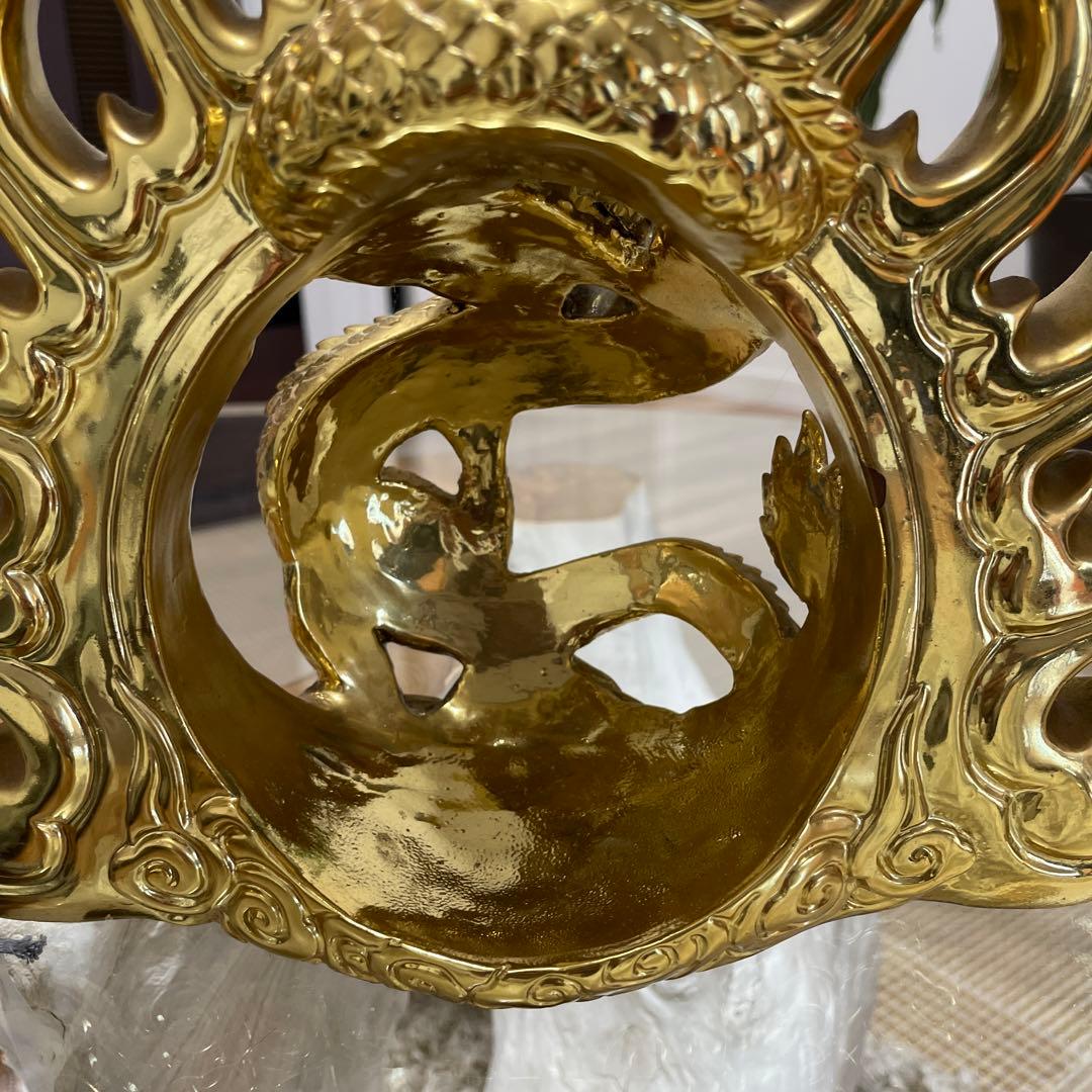黄金炎龍神様【縁起物】 龍神様 金龍 竜 龍 置物 大金運