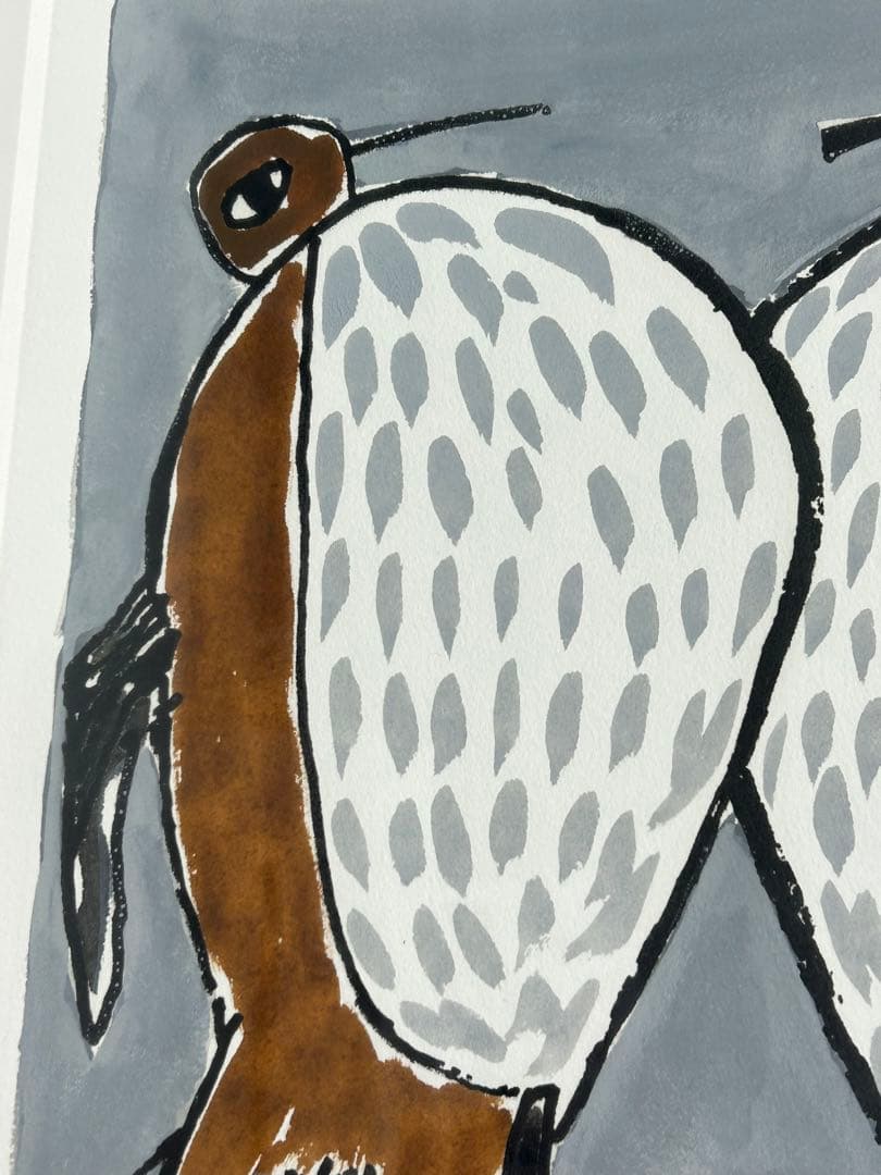 「ペンギン」　室田武　動物画　在銘　額 ペンギンワックス 絵画　日本画　稀少レア