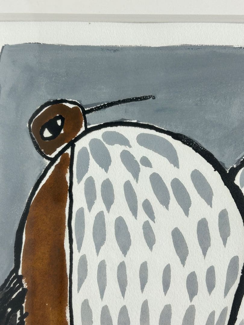 「ペンギン」　室田武　動物画　在銘　額 ペンギンワックス 絵画　日本画　稀少レア