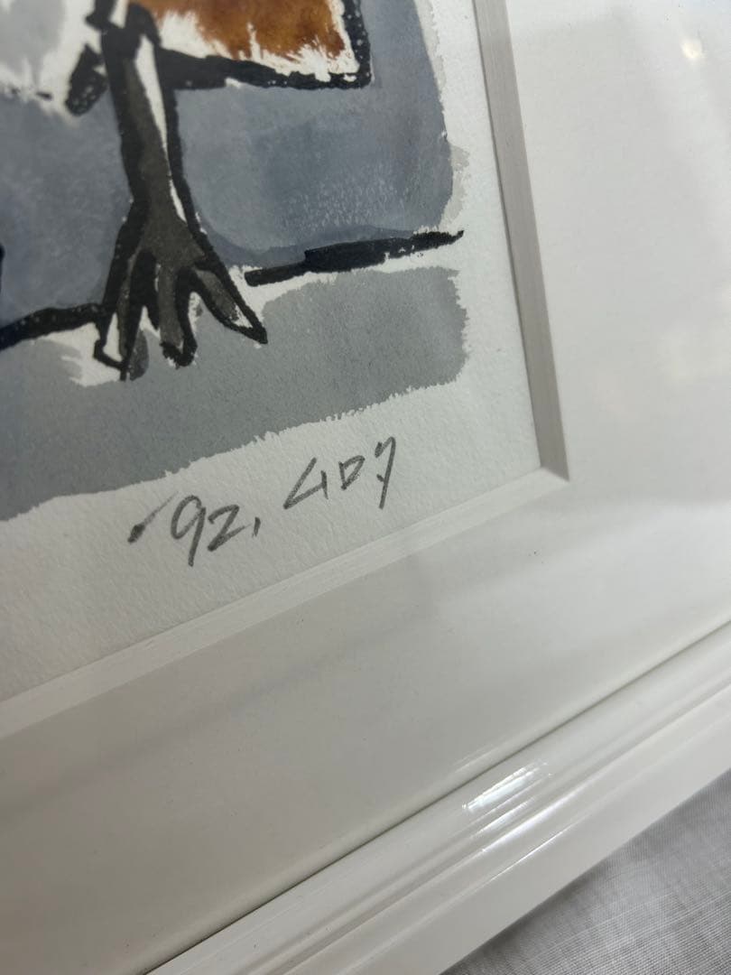 「ペンギン」　室田武　動物画　在銘　額 ペンギンワックス 絵画　日本画　稀少レア