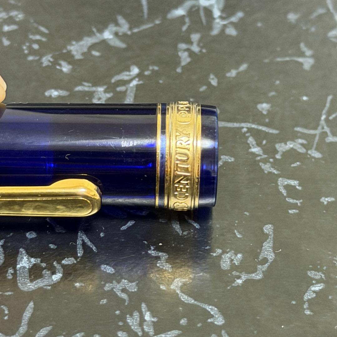 使用品　PLATINUM プラチナ 万年筆 青 金メッキ　センチュリー3776