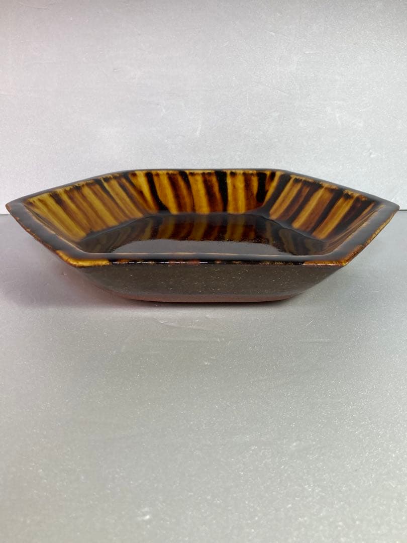 舩木研兒 鐵飴釉六角皿 舩木研児 布志名焼 角皿 民藝