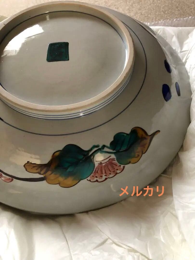 彩磁彩　野辺華　飾皿　浅蔵五十吉氏作　共箱入　37㎝