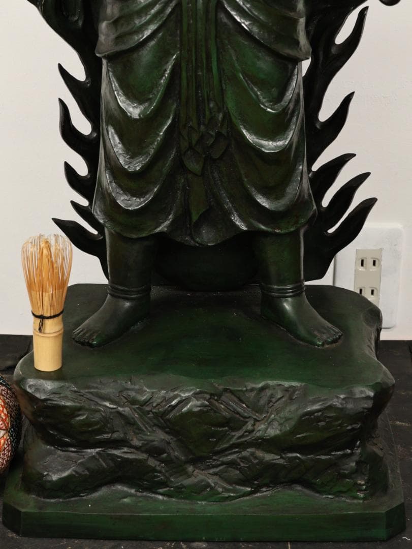 本物保証 般若純一郎 作 「 不動明王立像 」 ブロンズ 高98㎝ 重27.5