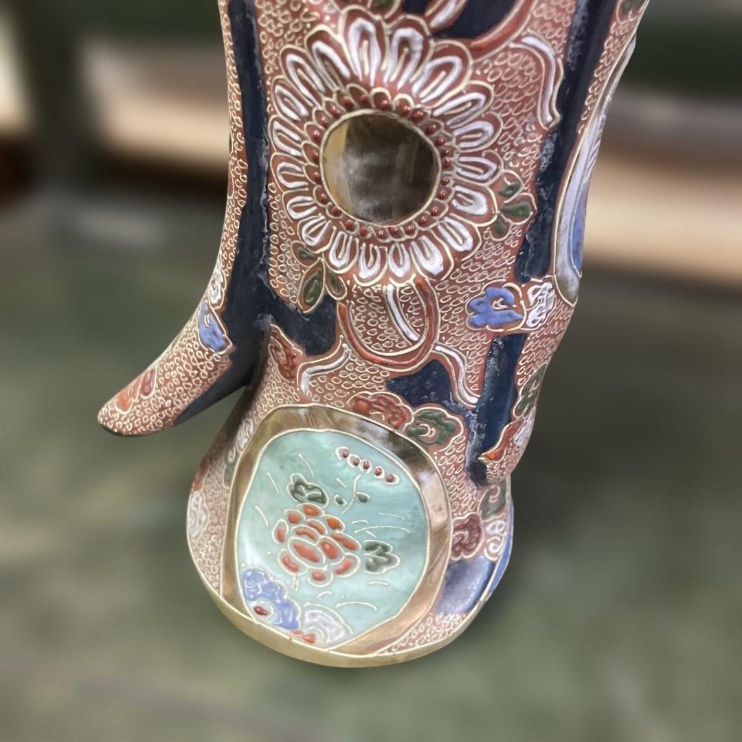 石川県九谷焼観音像 装飾的な陶器の女性像 日本美術 日本伝統