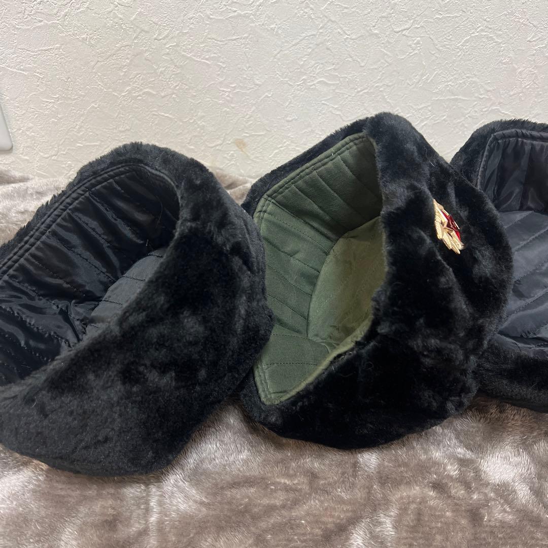 激安新品 ソ連軍ロシア軍ウシャンカ陸空海3色 耳あて付きファー帽子
