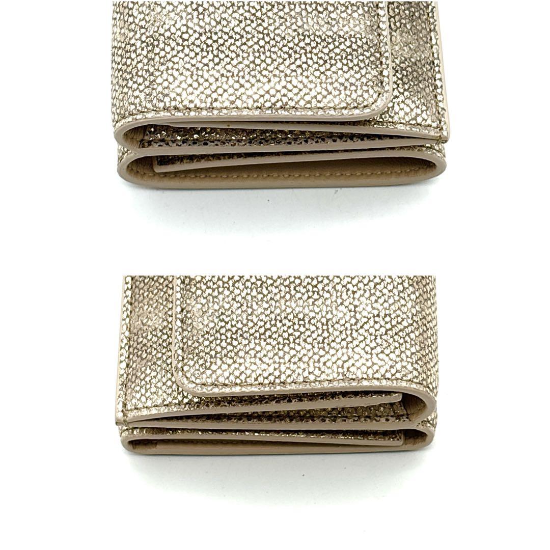 未使用◆現行◆BVLGARI 三つ折り財布 パイソン サークルロゴ ゴールド