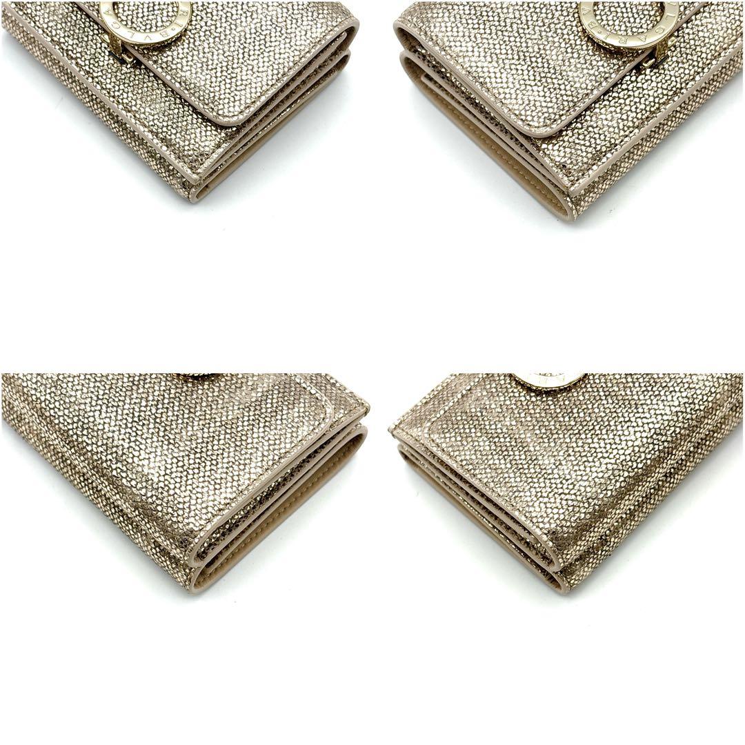 未使用◆現行◆BVLGARI 三つ折り財布 パイソン サークルロゴ ゴールド