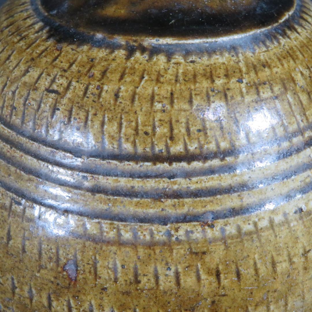 古相馬 上野目 飴釉 飛鉋 壺 徳利 花器 民藝 時代物 窯傷