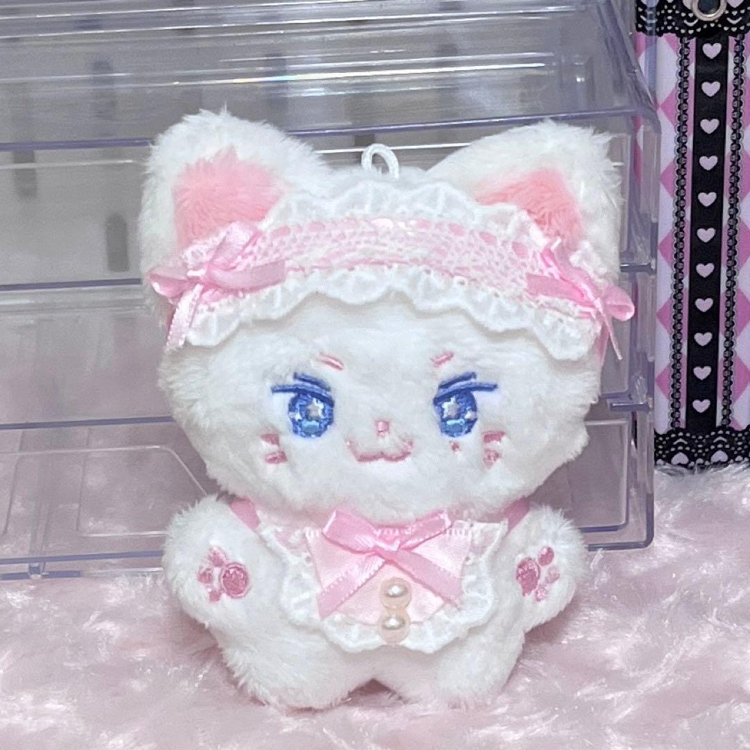 ぬい服 10cm 韓国 ヘッドドレス 前掛け ピンク 10cmぬい 【E01