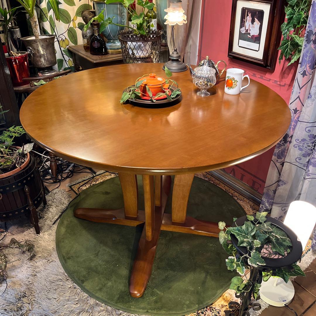 sale ラウンドテーブル　1０５　丸テーブル　無垢材仕上げ　デザインレッグ