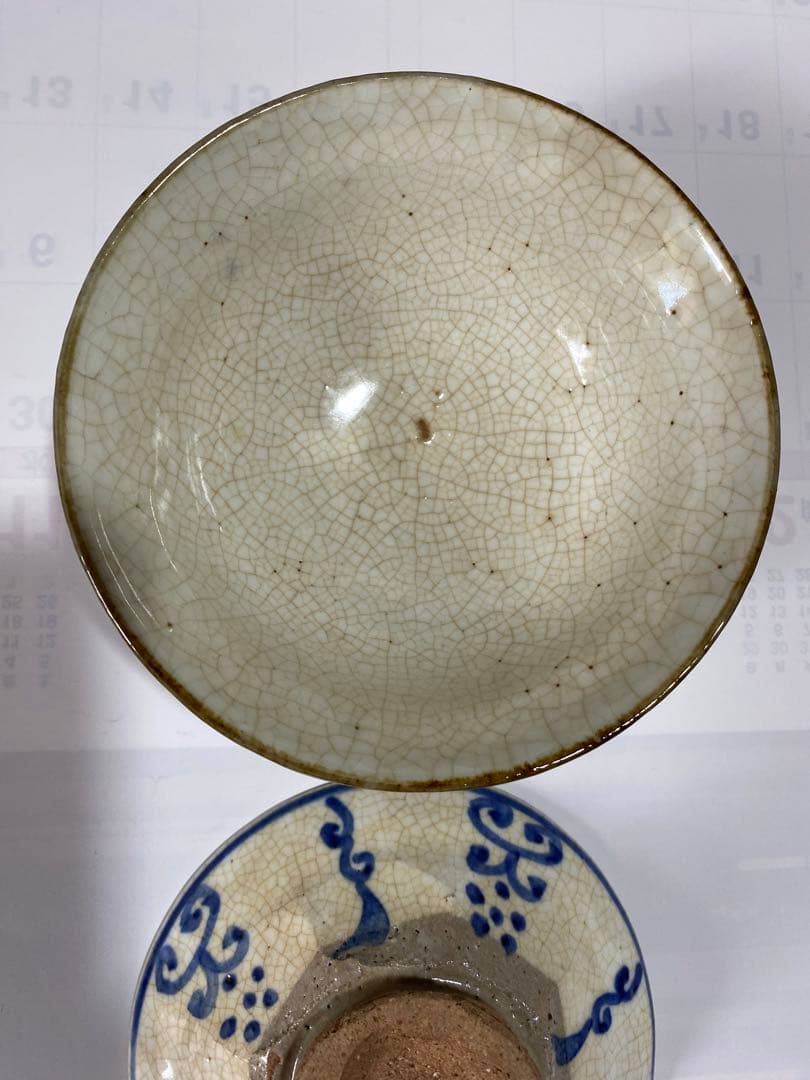 ♢呉須染付 八角面取り 蓋物碗 茶道具 懐石用 古美術品 明治時代