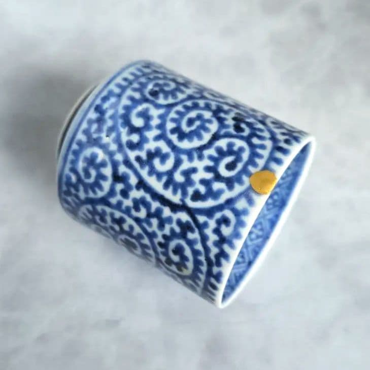 古伊万里　染付　蛸唐草　小猪口　覗き　向付　江戸時代　骨董　金継ぎ　アンティーク