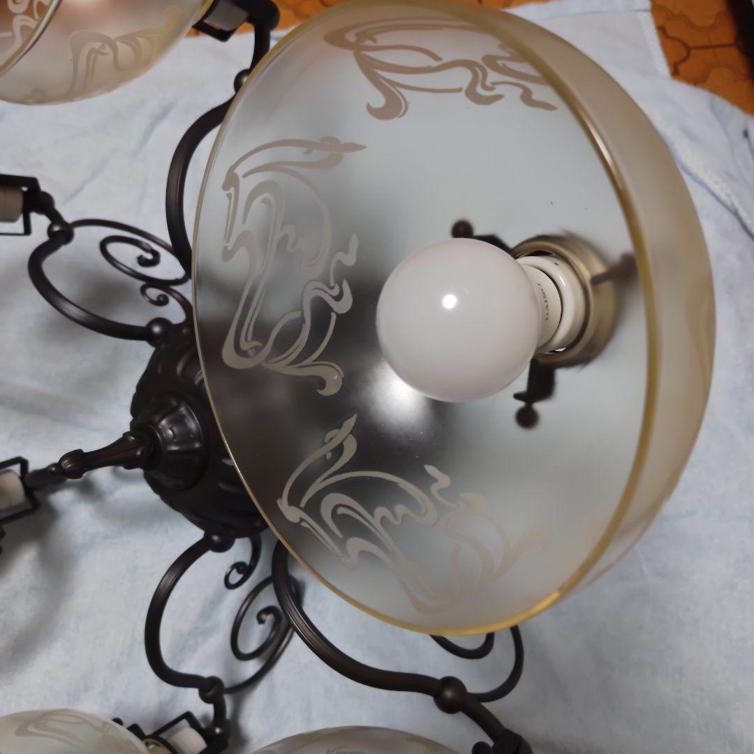 希少 2007年製 iDC大塚家具 Vianne社ガラスシェード シャンデリア