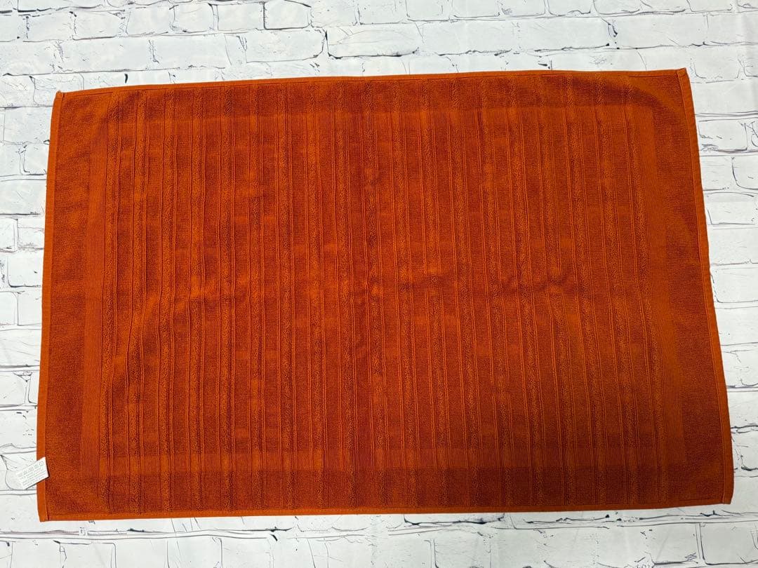 HERMES オレンジ バスマット　大判サイズ　H柄織　エルメス