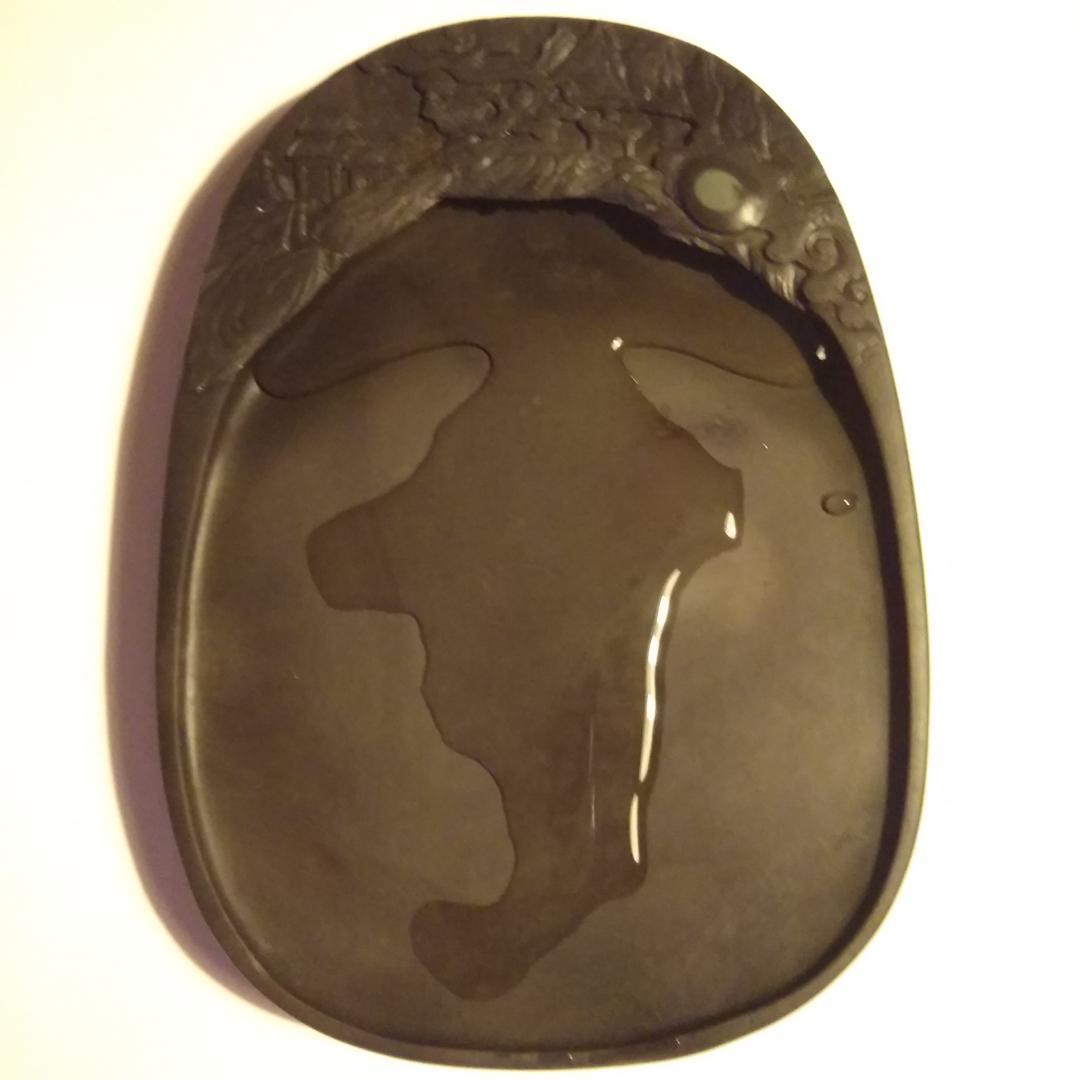 新品 中国で購入した硯 端渓硯 端州石硯 約１kg 中国雲龍彫刻模様