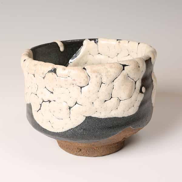 【清水卯一造】蓬莱掛分釉裂茶碗　重要無形文化財保持者　人間国宝　蓬莱窯