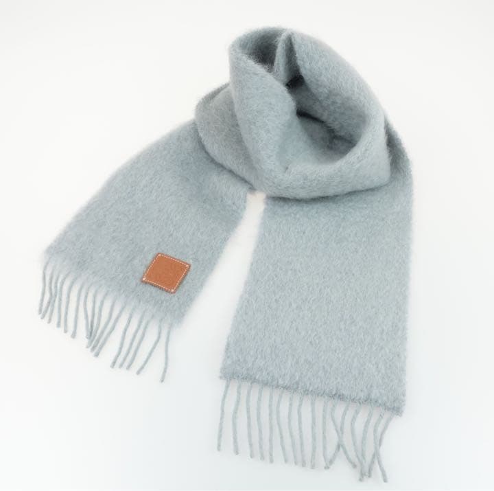 LOEWE グレー マフラー ウール モヘア
