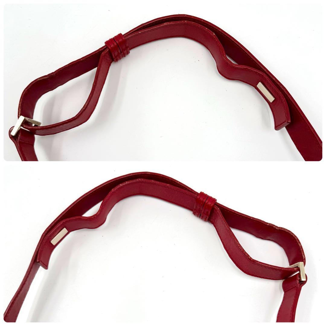 【鑑定済】Gucci グッチ GGキャンバス ワンショルダー バッグ赤 レッド