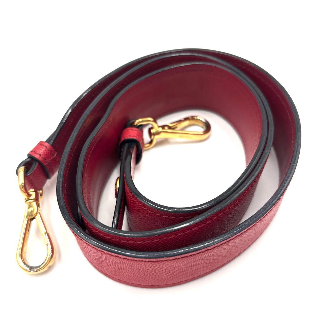 【美品】プラダ エスプラナード ショルダーバッグ 白タグ サフィアーノレザー 赤