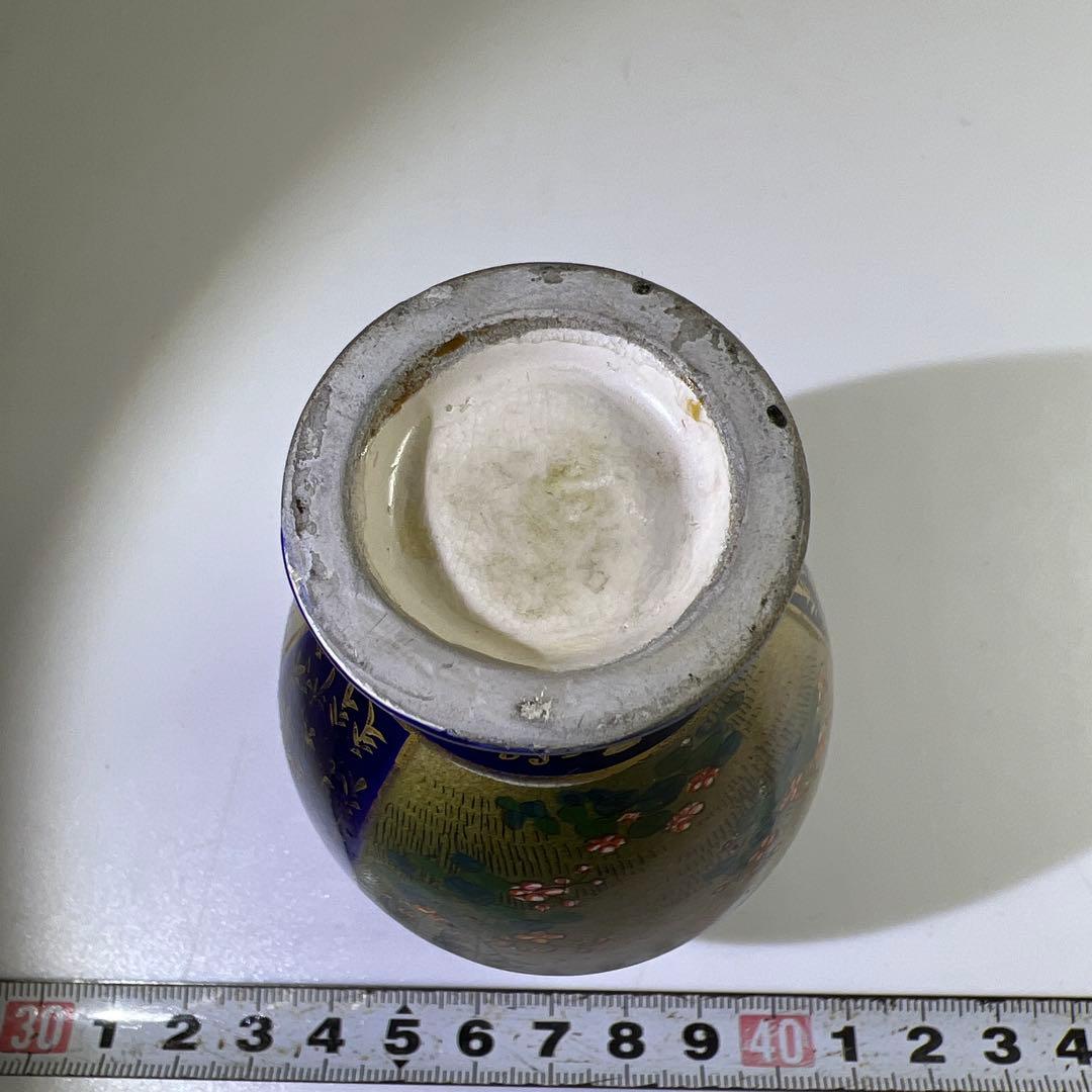 明治極上工芸 京薩摩錦光山花入 高さ9.5㎝ 東Y7-0819