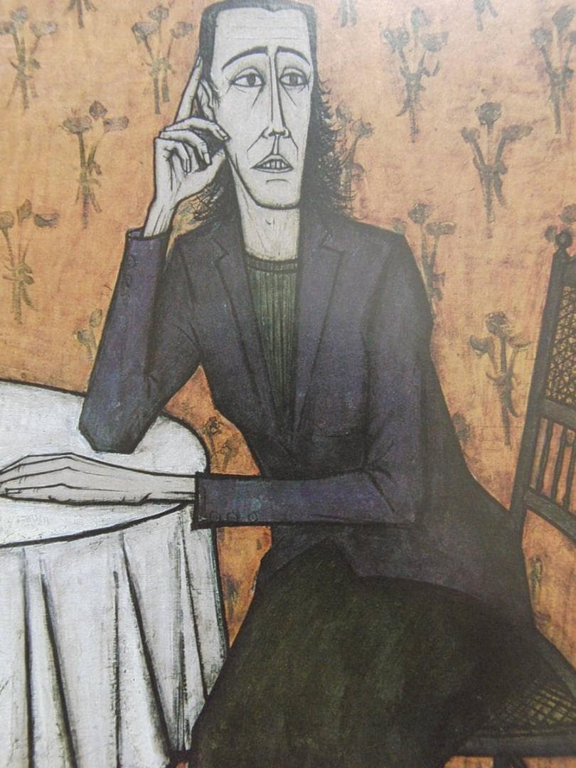 ベルナール・ビュッフェ、「Femme accoudee」、希少画集の額装画