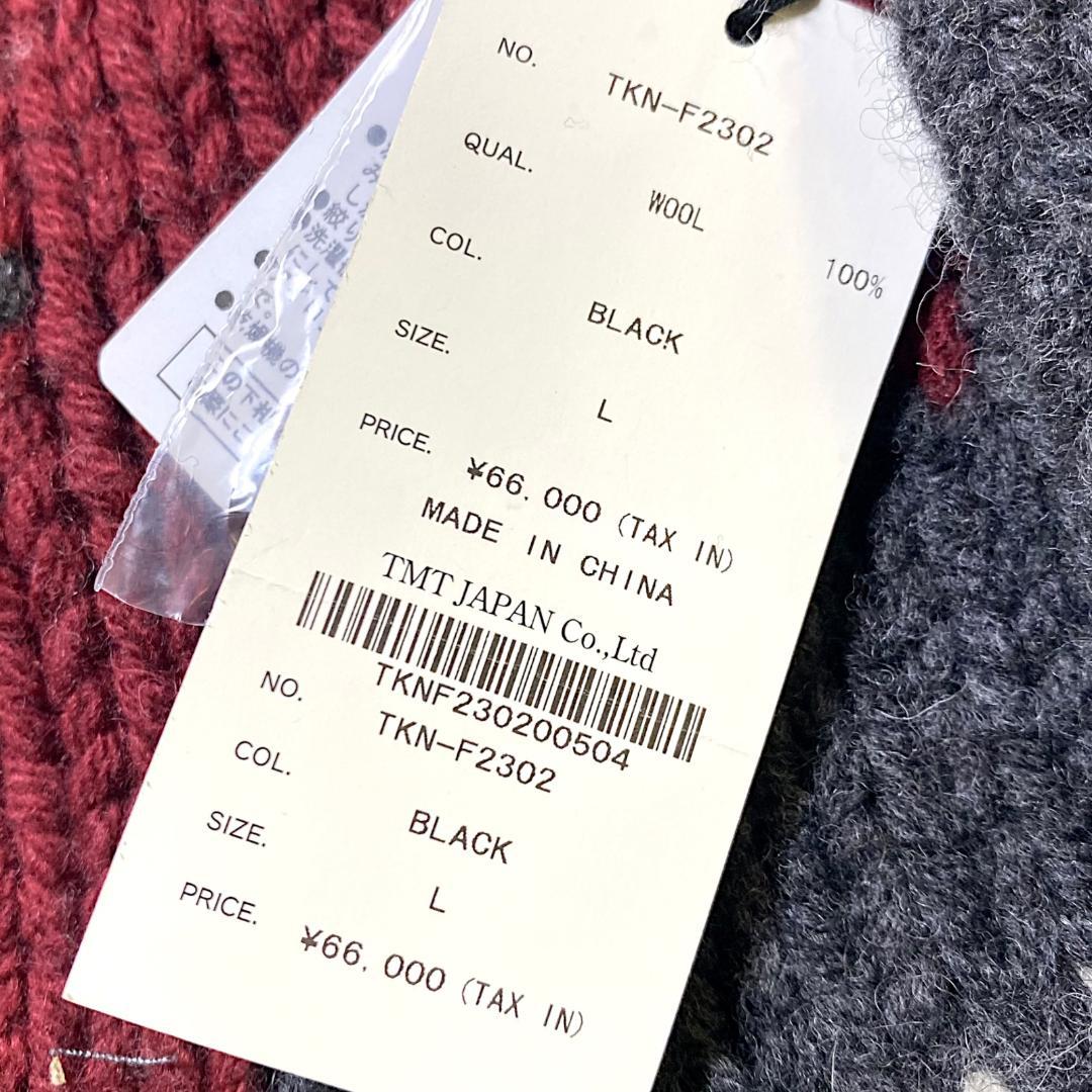 L TMT カウチンニット カーディガン ニットブルゾン 黒 M 定価6600円