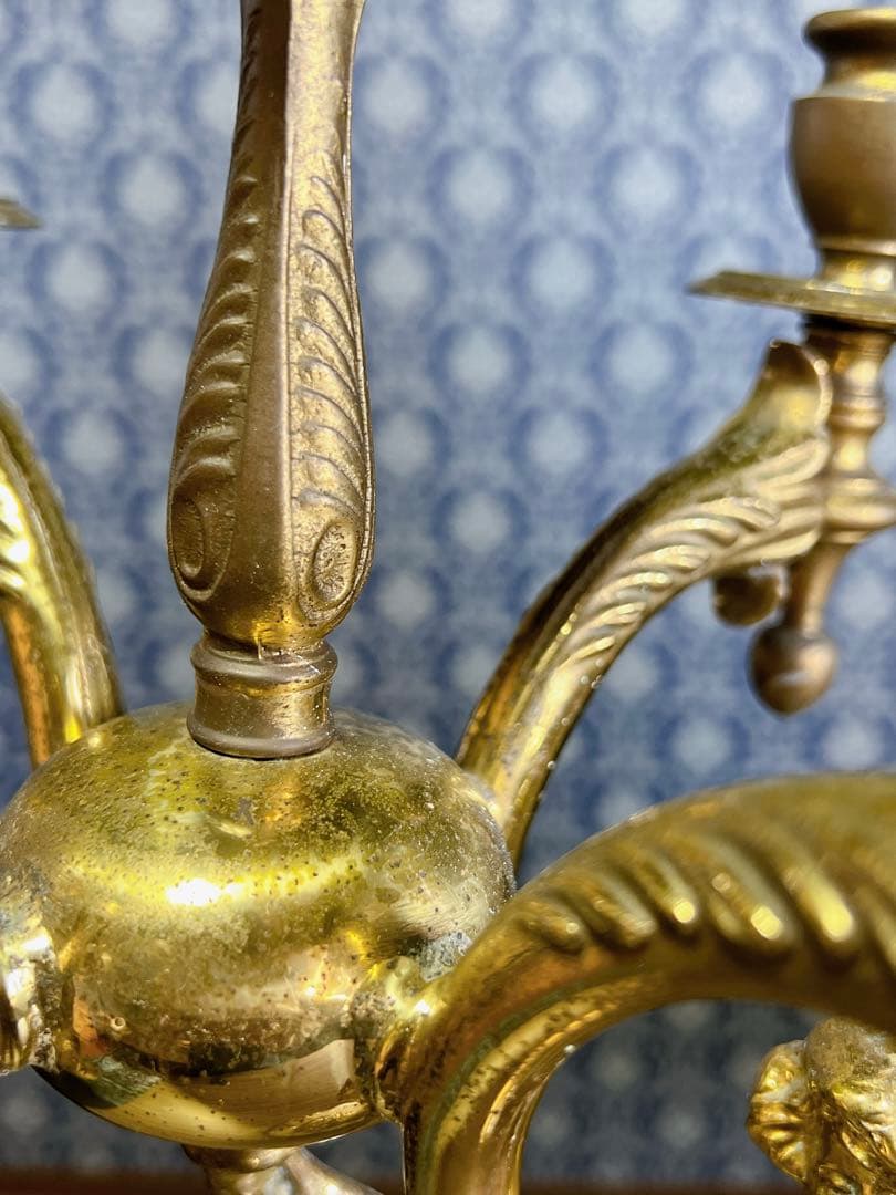 フランス製アンティーク キャンドルスタンド 5灯 真鍮 ブラス製