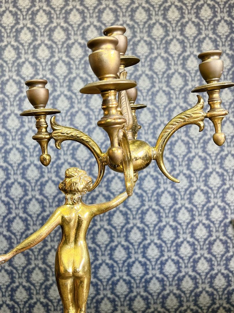 フランス製アンティーク キャンドルスタンド 5灯 真鍮 ブラス製