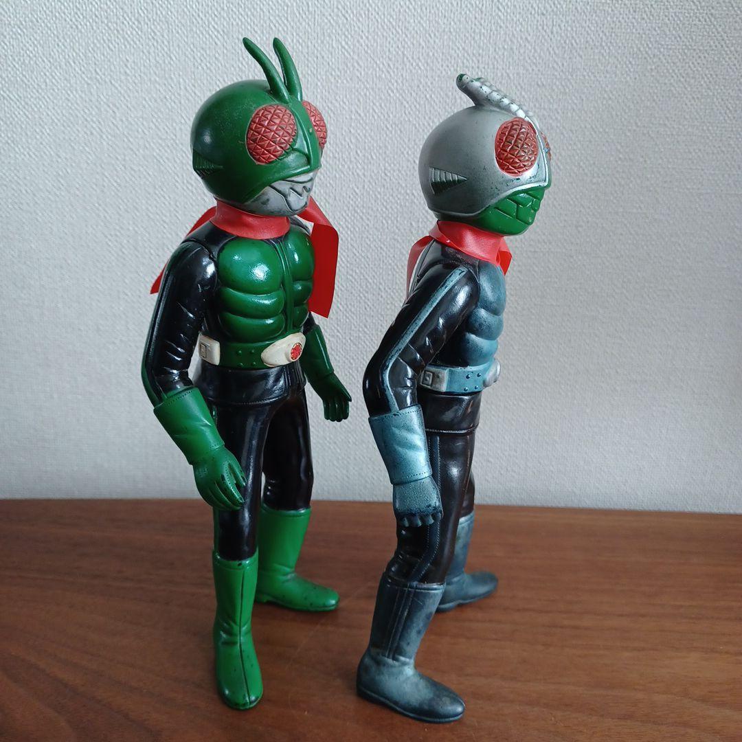 当時もの　旧バンダイ社製　仮面ライダー１号＆２号　希少ソフビフィギュア２体セット