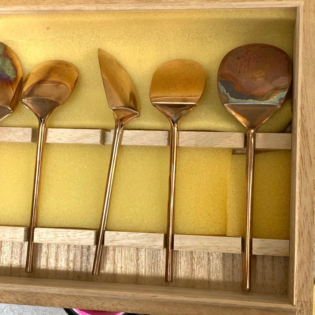 灰匙 六方式 6点 銅製 木箱 茶道具 茶の湯 六方式灰匙 銅製